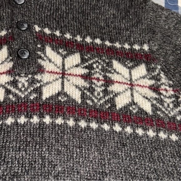 Tricots‎ ST Raphael Gray Sweater Snowflake Pattern Mens SzL Fair Isle Holiday - Picture 6 of 13